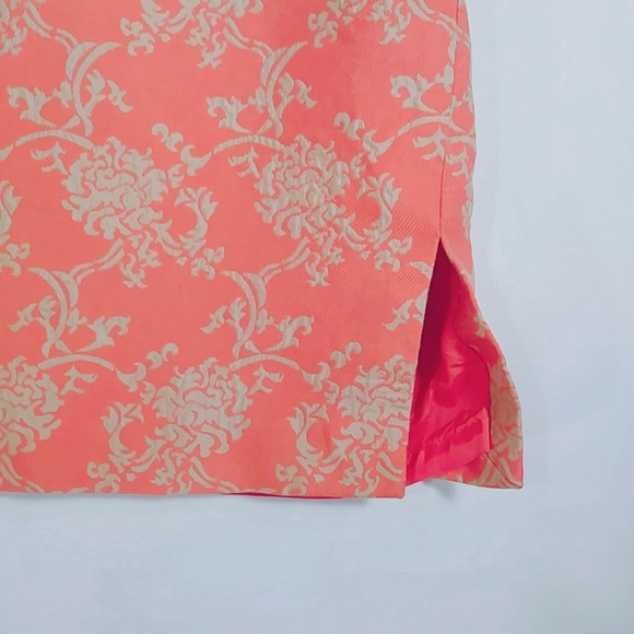 Valerie Stevens Jacquard silk coral pencil skirt - Picture 6 of 8
